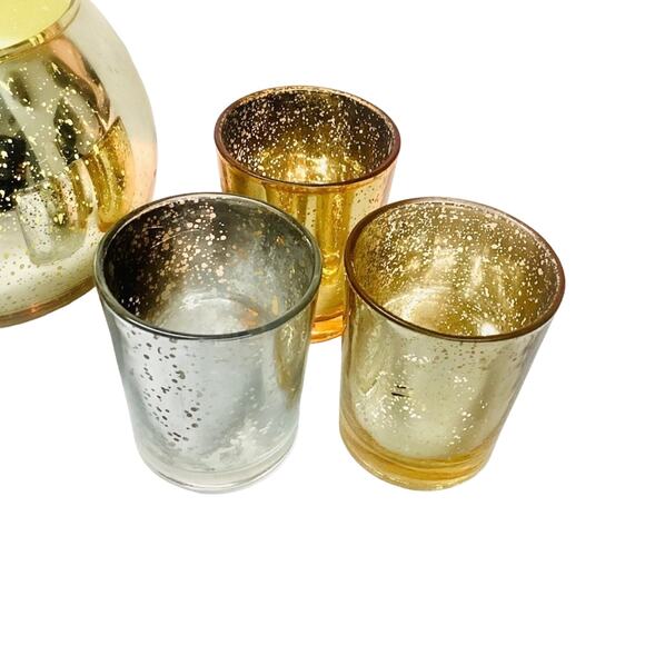 Set of Candle in Spherical Glass and 3 Tealight Votives - Picture 3 of 6